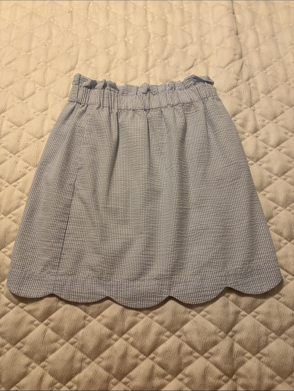 Lauren James small Light Blue Seersucker Scallop Hem Skirt